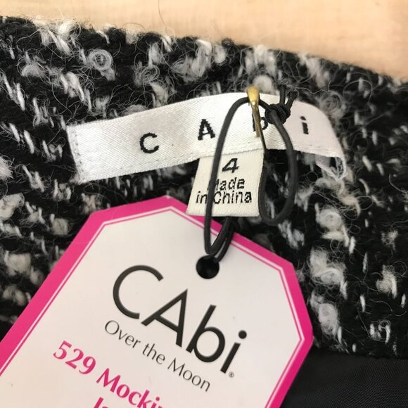 CABI ~ WOMENS 4 ~ BLACK WHITE TWEED MOCKINGBIRD JACKET BLAZER - Picture 7 of 7